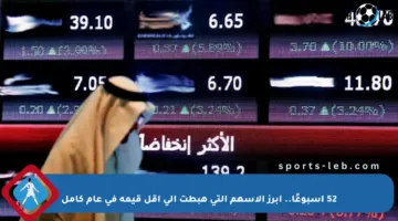 52 أسبوعًا.. أبرز الأسهم التي هبطت إلى أقل قيمة في عام كامل